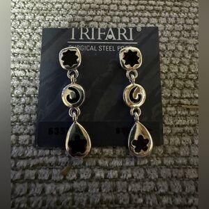 BNWT Trifari Surgical Steel Dangle Earrings